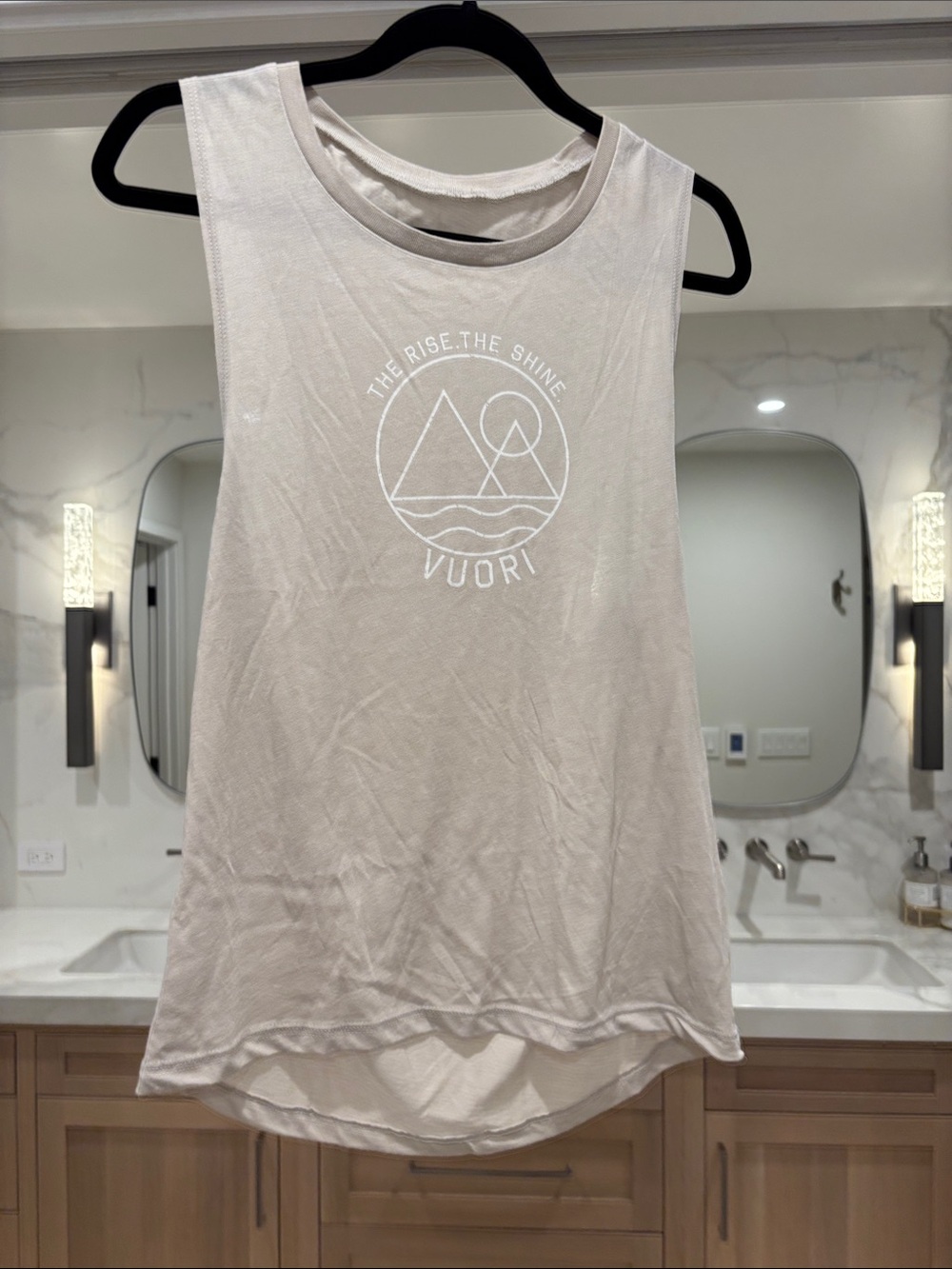 Vuori Beige Graphic Muscle Tank with White Logo